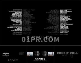 Pr滚动字幕片尾模板 6组电影结尾演员表职员表上升人名 Pr模板片